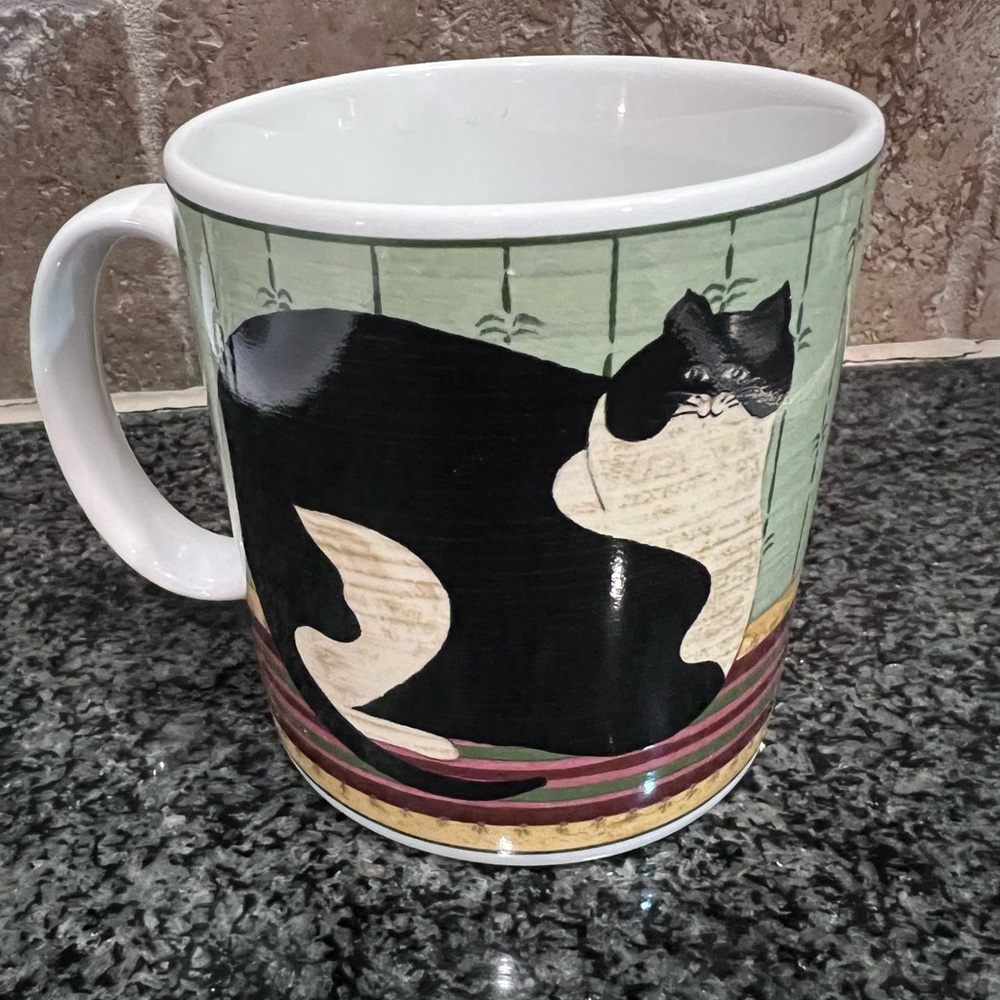 Warren Kimble cat collective Black & White Cat Design Mug dishwasher safe